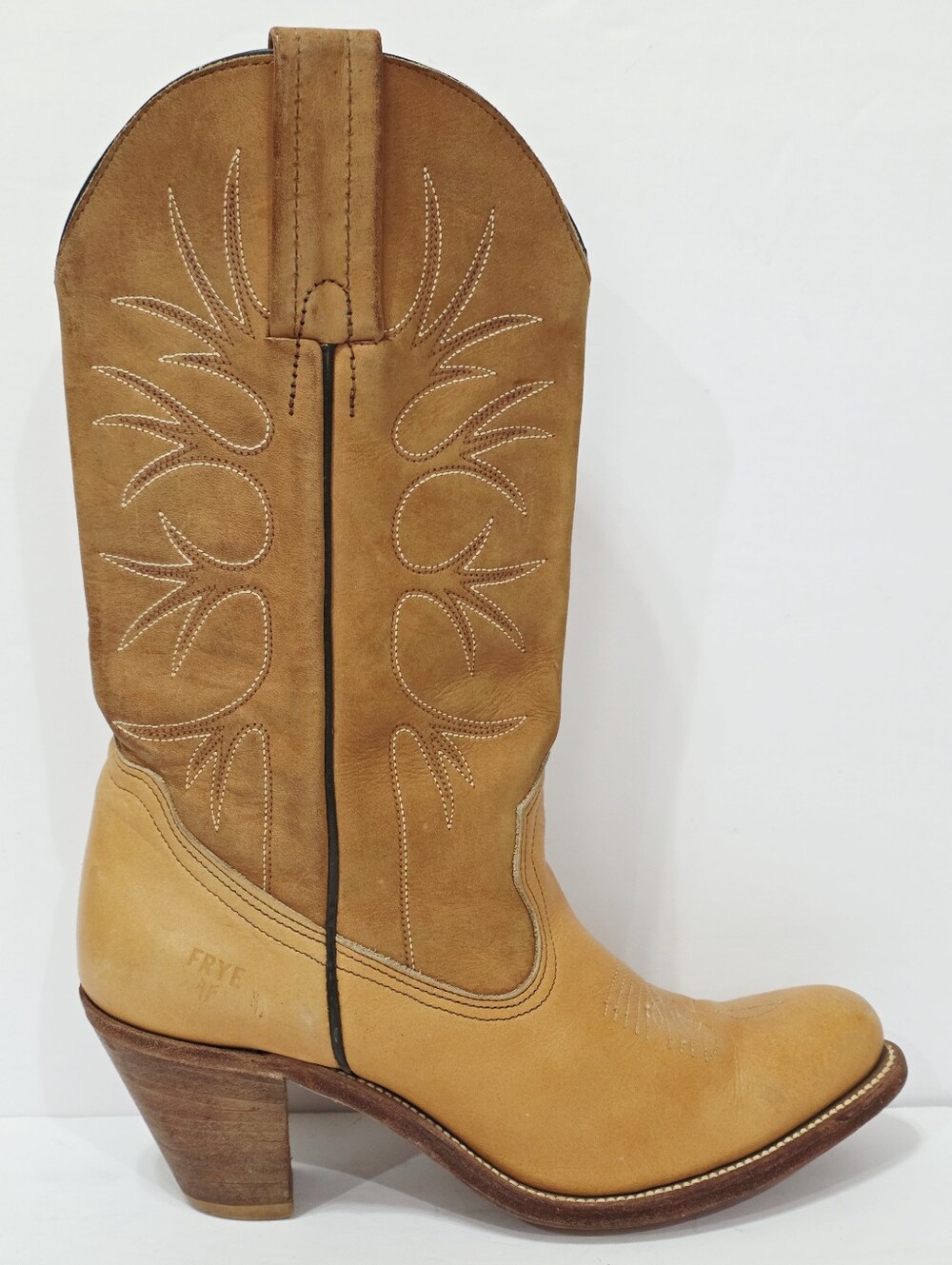 Frye OT11778 Suede Brown Boot Cowboy Western Leather Pull On Women 9.5 AA Used